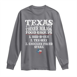 Proud American Texan Long Sleeve Shirt Texas Three Major Food Groups BBQ Tex Mex Chicken TS11 Charcoal Print Your Wear