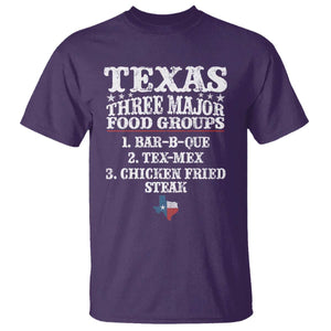 Proud American Texan T Shirt Texas Three Major Food Groups BBQ Tex Mex Chicken TS11 Purple Print Your Wear