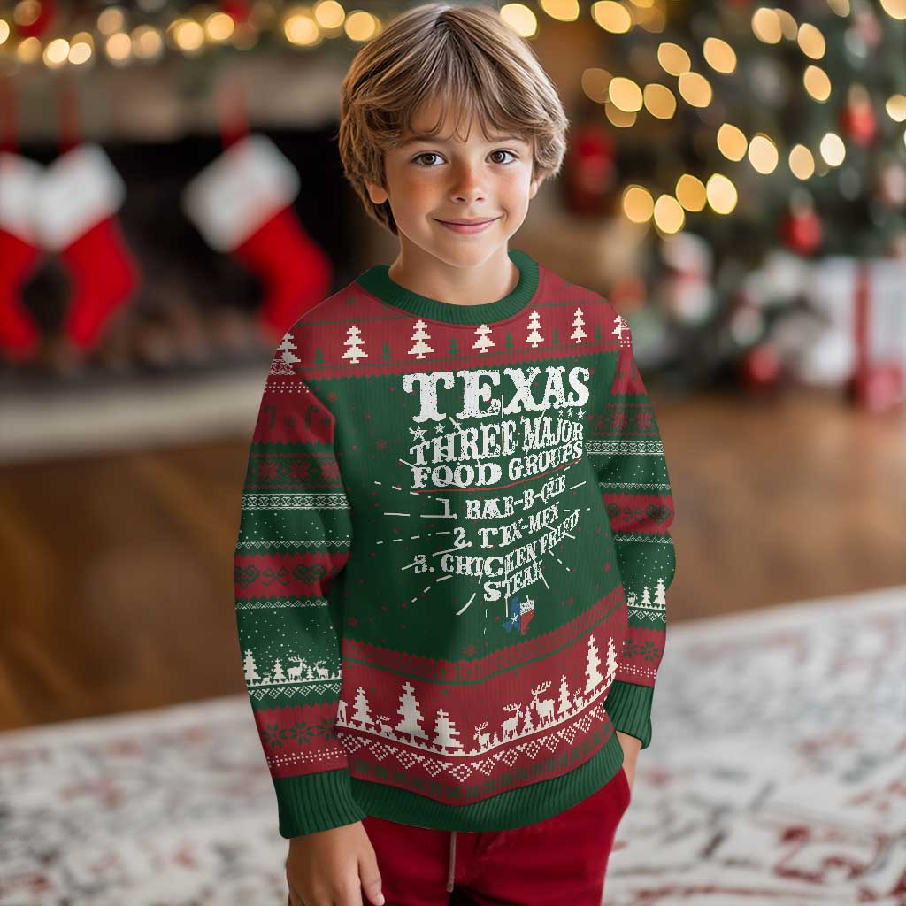 Proud American Texan Knit Sweatshirt Texas Three Major Food Groups BBQ Tex Mex Chicken TS11 Christmas Print Your Wear