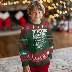 Proud American Texan Knit Sweatshirt Texas Three Major Food Groups BBQ Tex Mex Chicken TS11 Christmas Print Your Wear