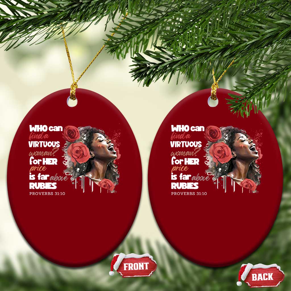 Christian African American Ceramic Ornament Who Can Find A Virtuous Woman TS11 Print Your Wear