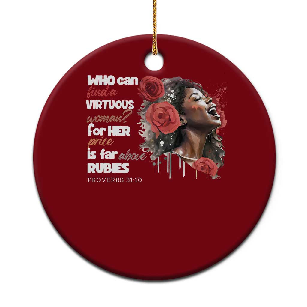 Christian African American Ceramic Ornament Who Can Find A Virtuous Woman TS11 1pc Red Print Your Wear