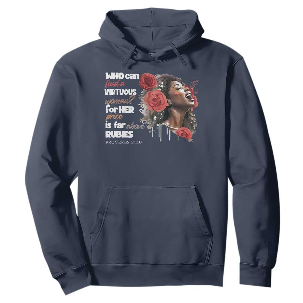 Christian African American Hoodie Who Can Find A Virtuous Woman TS11 Navy Print Your Wear