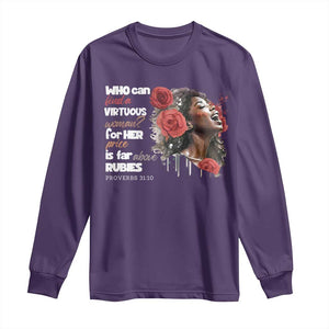 Christian African American Long Sleeve Shirt Who Can Find A Virtuous Woman TS11 Purple Print Your Wear