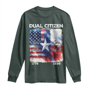 Proud American Texan Long Sleeve Shirt Dual Citizen Liberty Or Death Come And Take It TS11 Dark Forest Green Print Your Wear