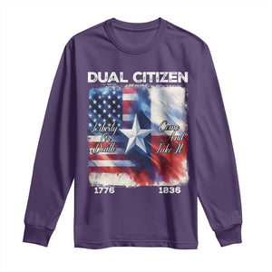 Proud American Texan Long Sleeve Shirt Dual Citizen Liberty Or Death Come And Take It TS11 Purple Print Your Wear