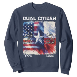 Proud American Texan Sweatshirt Dual Citizen Liberty Or Death Come And Take It TS11 Navy Print Your Wear