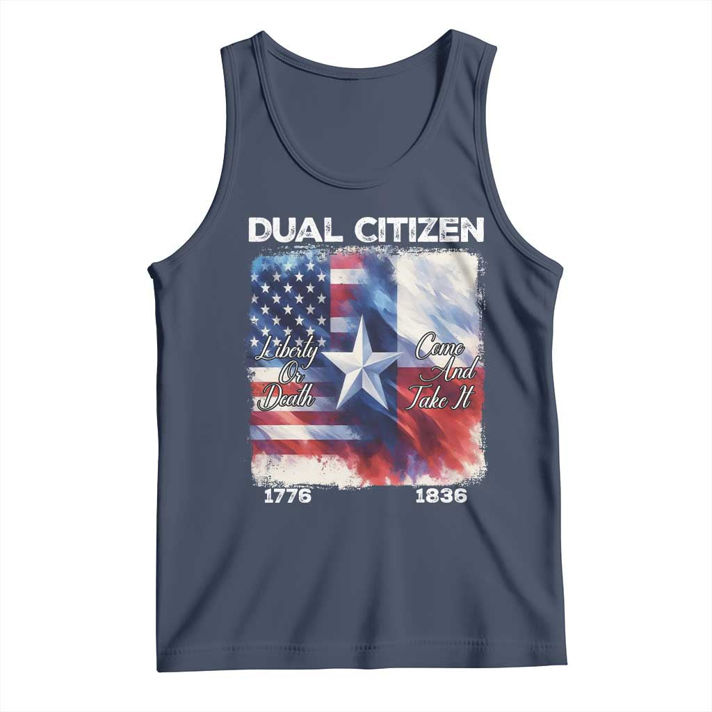 Proud American Texan Tank Top Dual Citizen Liberty Or Death Come And Take It TS11 Navy Print Your Wear
