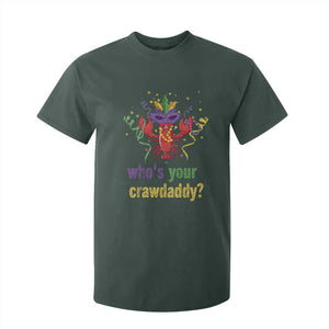Funny Who's Your Crawdaddy T Shirt For Kid Crawfish Beads Mardi Gras TS11 Dark Forest Green Print Your Wear