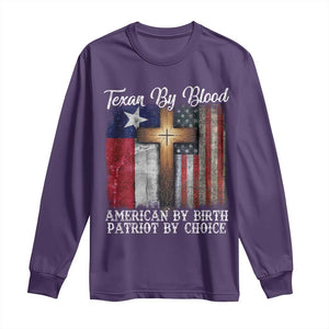 Proud American Texan Jesus Long Sleeve Shirt Texan By Blood American By Birth Patriot By Choice Cross TS11 Purple Print Your Wear