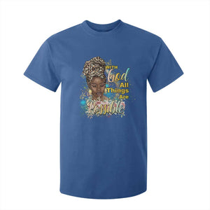 Christian African American T Shirt For Kid With God All Things Are Possible Black Prayer TS11 Royal Blue Print Your Wear