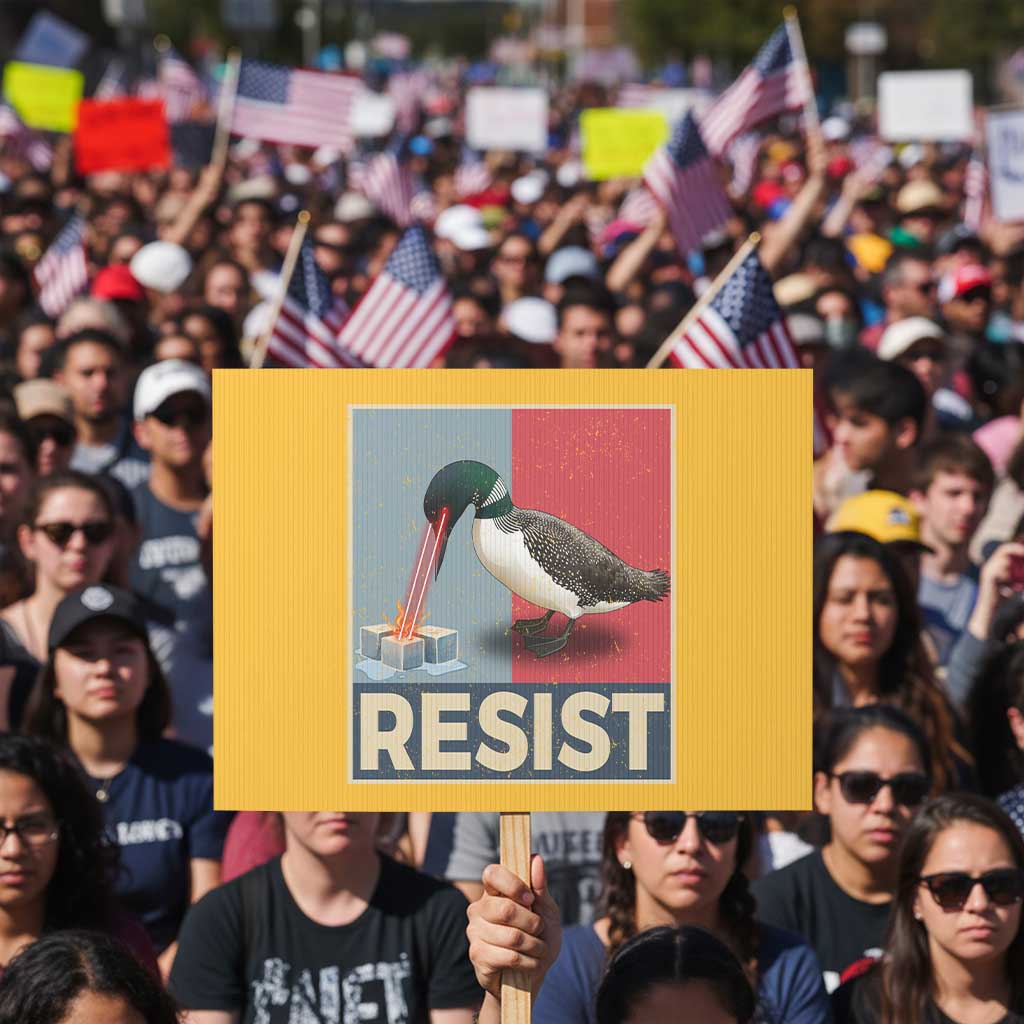 Minnesota Loon Resist Protest Sign Loon Bird Laser Ice Cube Poster Graphic TS11 Horizontal 18