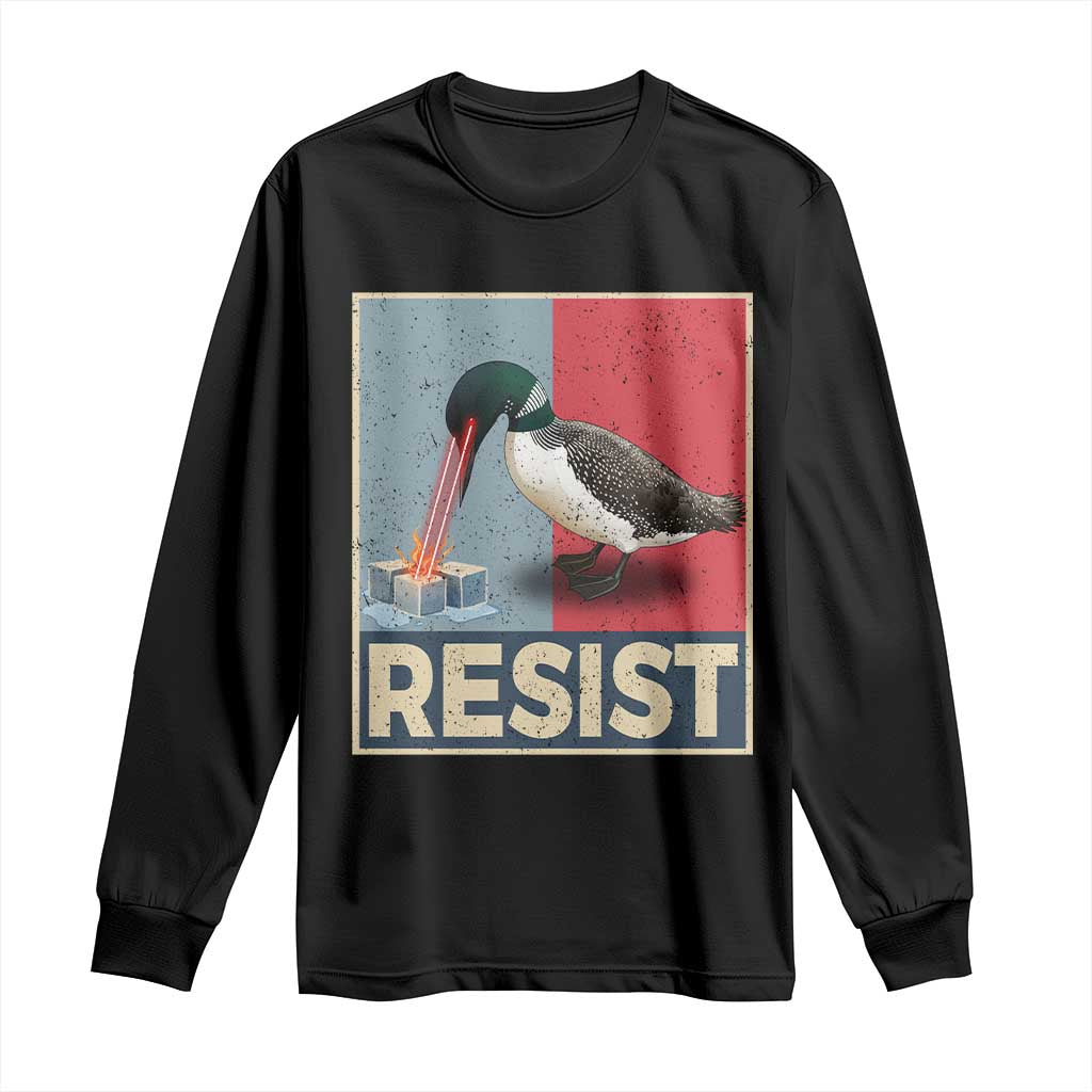Minnesota Loon Resist Long Sleeve Shirt - Loon Bird Laser Ice Cube Poster Graphic Solidarity Tee TS11 Black Print Your Wear