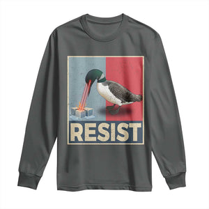 Minnesota Loon Resist Long Sleeve Shirt - Loon Bird Laser Ice Cube Poster Graphic Solidarity Tee TS11 Dark Heather Print Your Wear