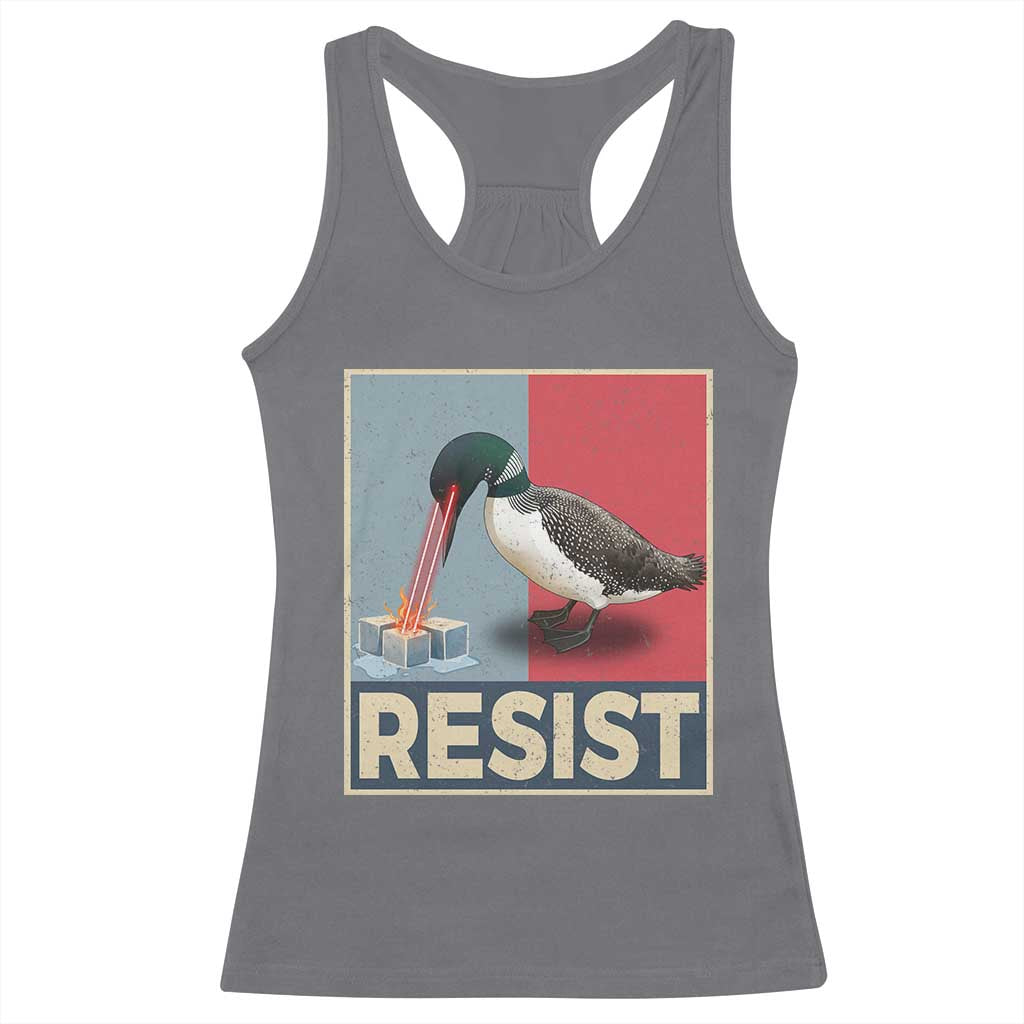 Minnesota Loon Resist Racerback Tank Top Loon Bird Laser Ice Cube Poster Graphic TS11 Charcoal Print Your Wear
