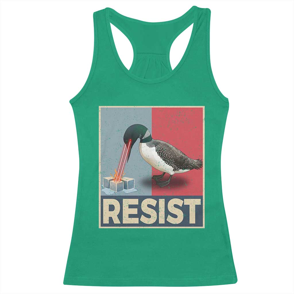 Minnesota Loon Resist Racerback Tank Top Loon Bird Laser Ice Cube Poster Graphic TS11 Irish Green Print Your Wear