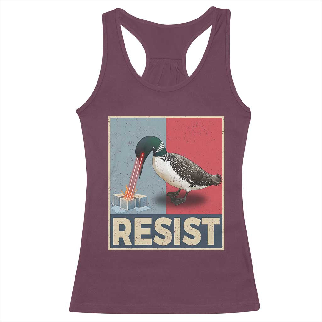 Minnesota Loon Resist Racerback Tank Top Loon Bird Laser Ice Cube Poster Graphic TS11 Maroon Print Your Wear
