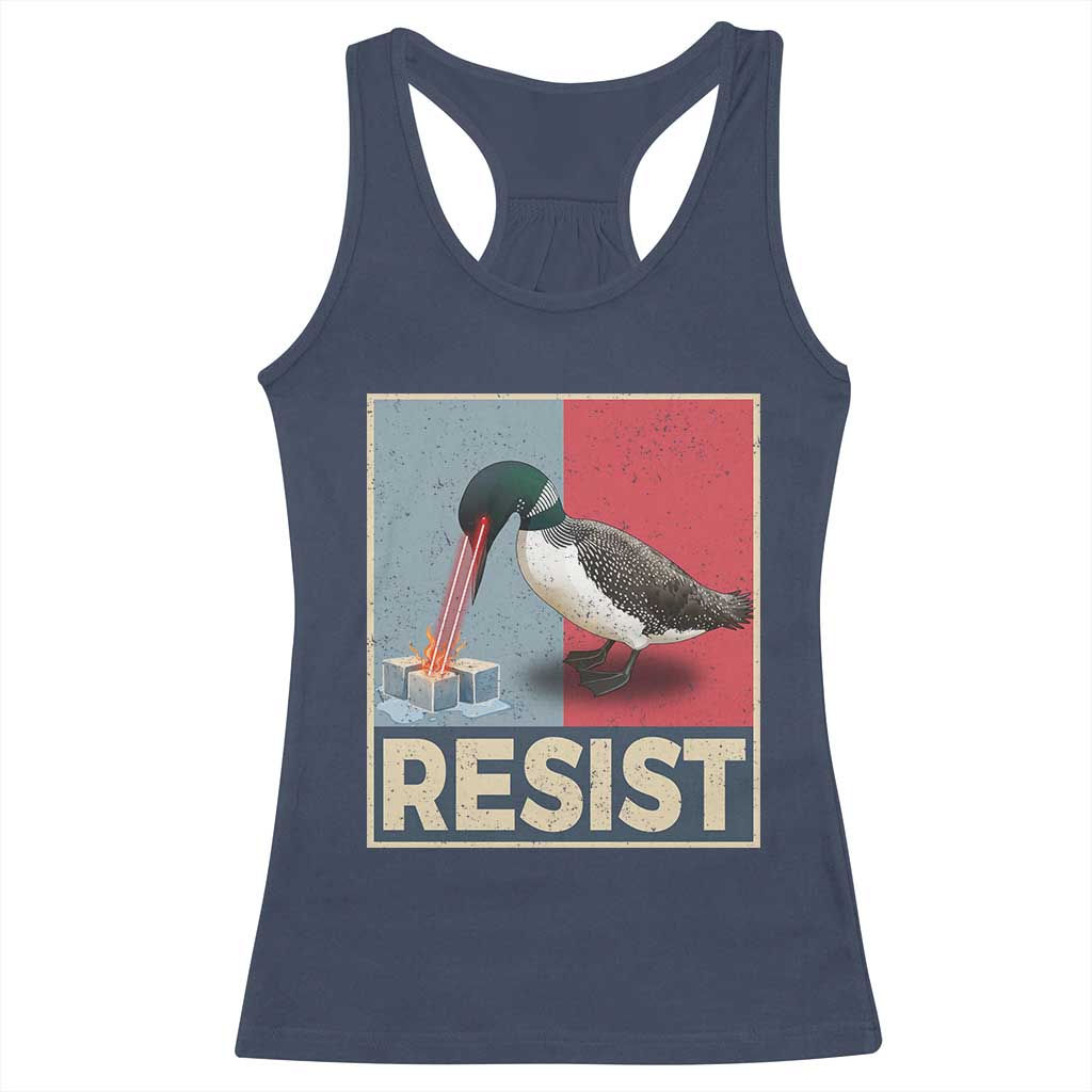 Minnesota Loon Resist Racerback Tank Top Loon Bird Laser Ice Cube Poster Graphic TS11 Navy Print Your Wear