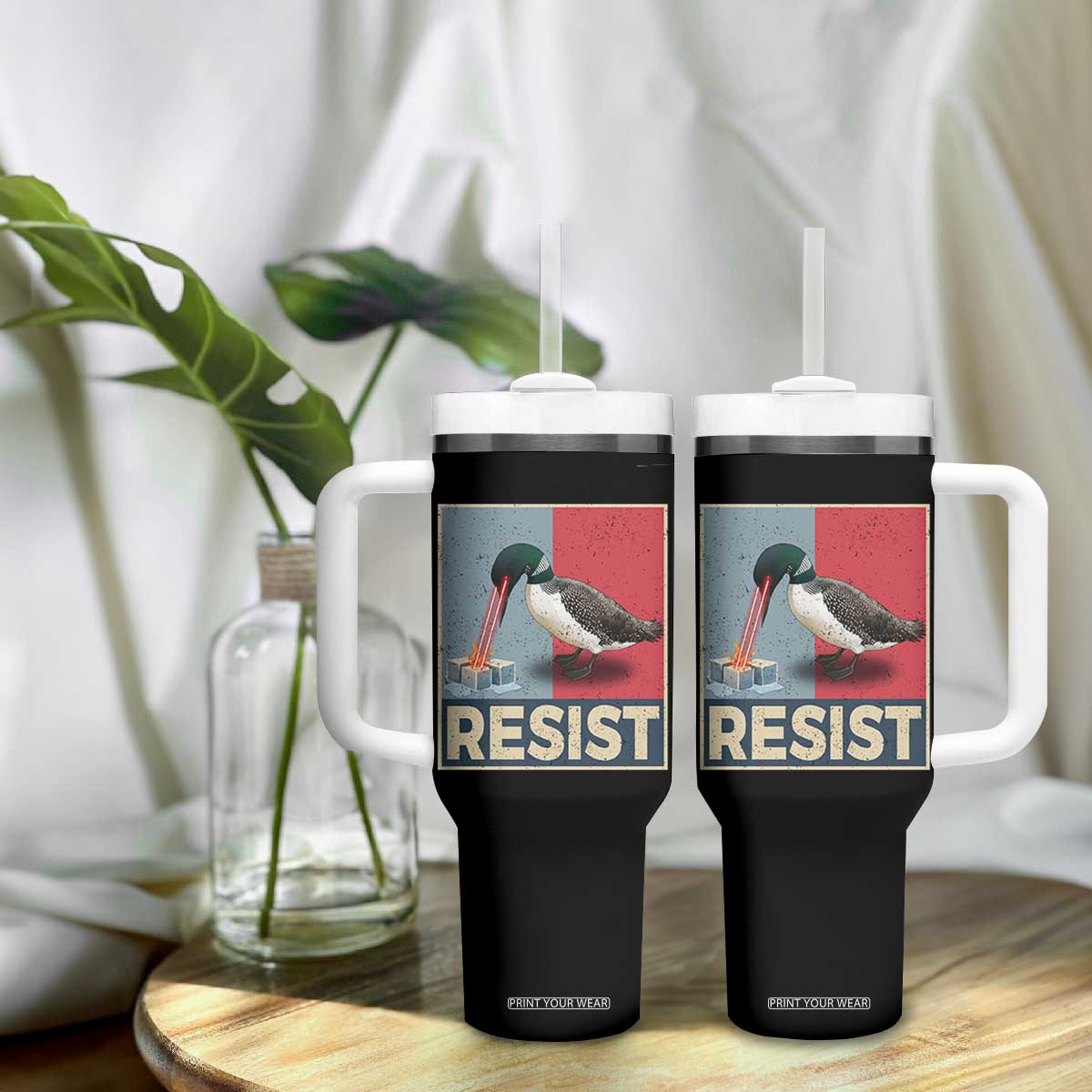 Minnesota Loon Resist Tumbler With Handle Loon Bird Laser Ice Cube Poster Graphic TS11 Print Your Wear
