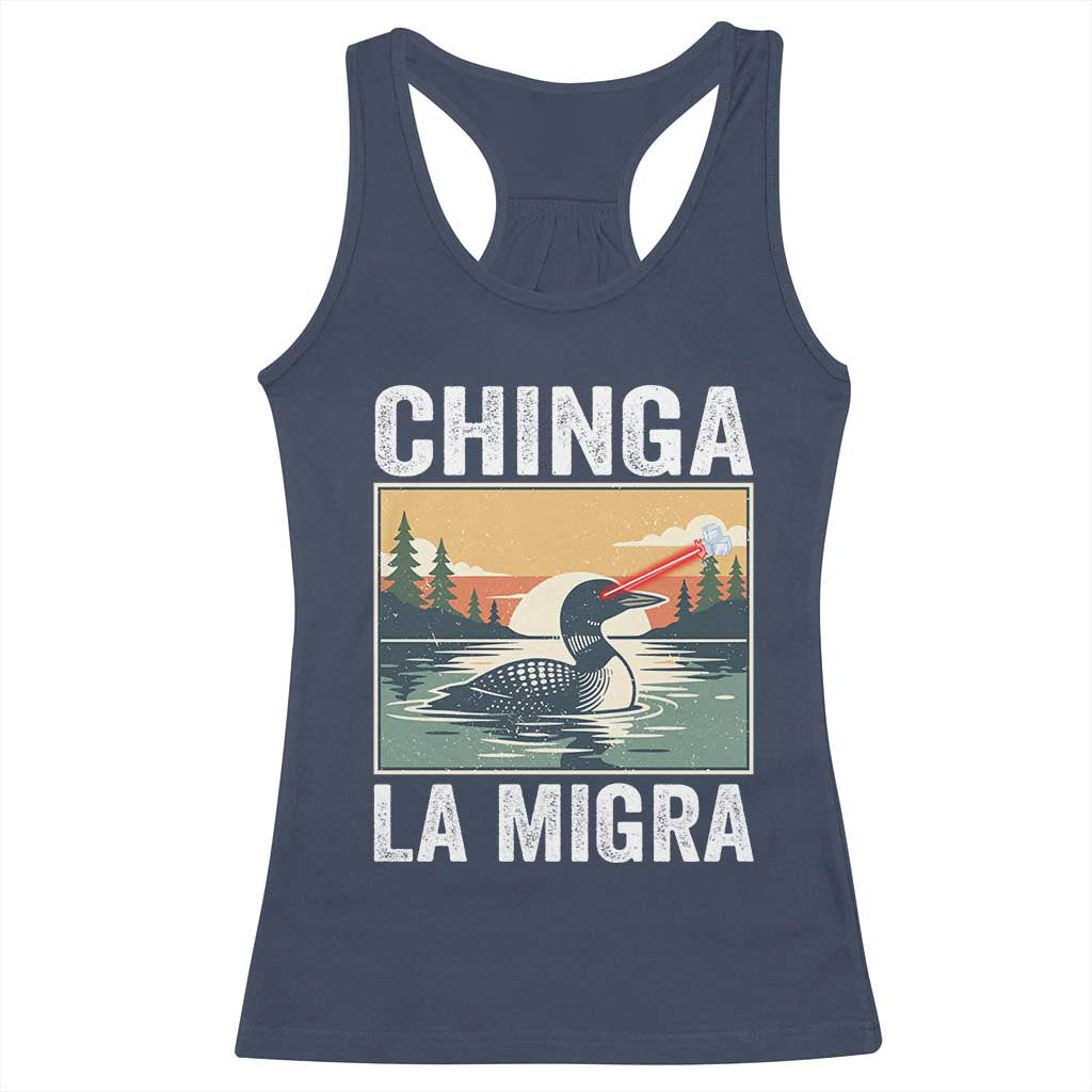 Chinga La Migra Racerback Tank Top Minnesota Loon Laser Ice Cube Political Protest TS11 Navy Print Your Wear