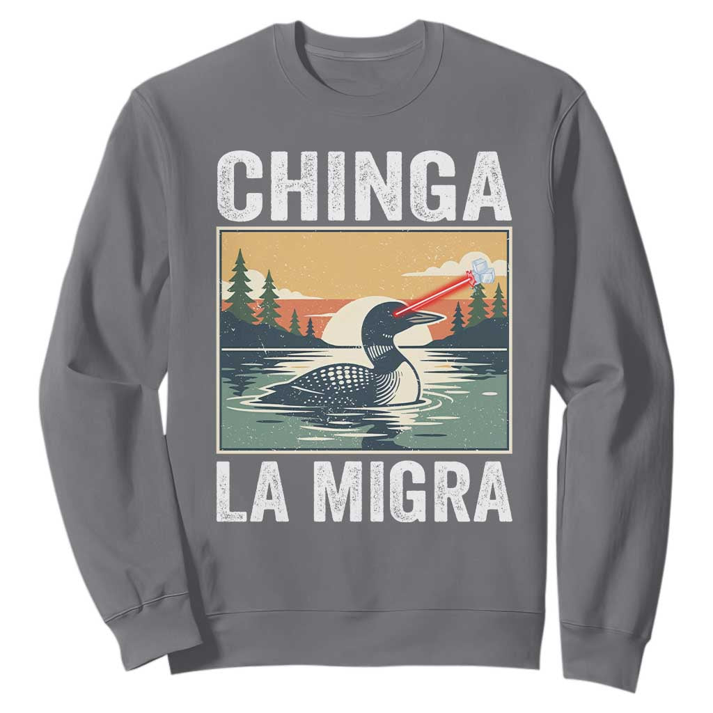 Chinga La Migra Sweatshirt Minnesota Loon Laser Ice Cube Political Protest TS11 Charcoal Print Your Wear