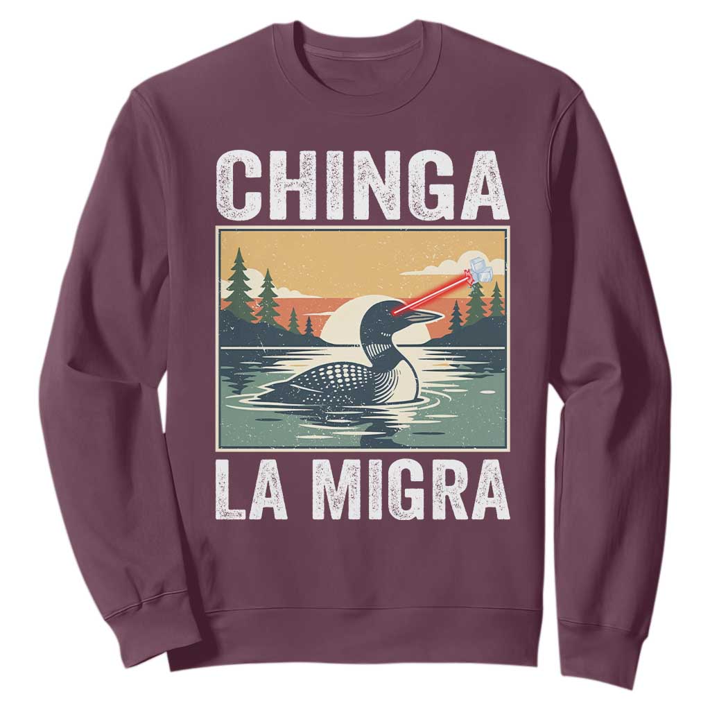 Chinga La Migra Sweatshirt Minnesota Loon Laser Ice Cube Political Protest TS11 Maroon Print Your Wear