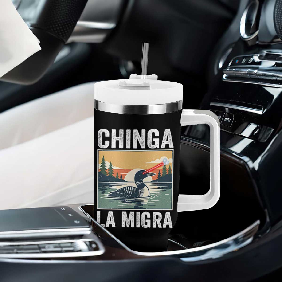 Chinga La Migra Tumbler With Handle Minnesota Loon Laser Ice Cube Political Protest TS11 Print Your Wear