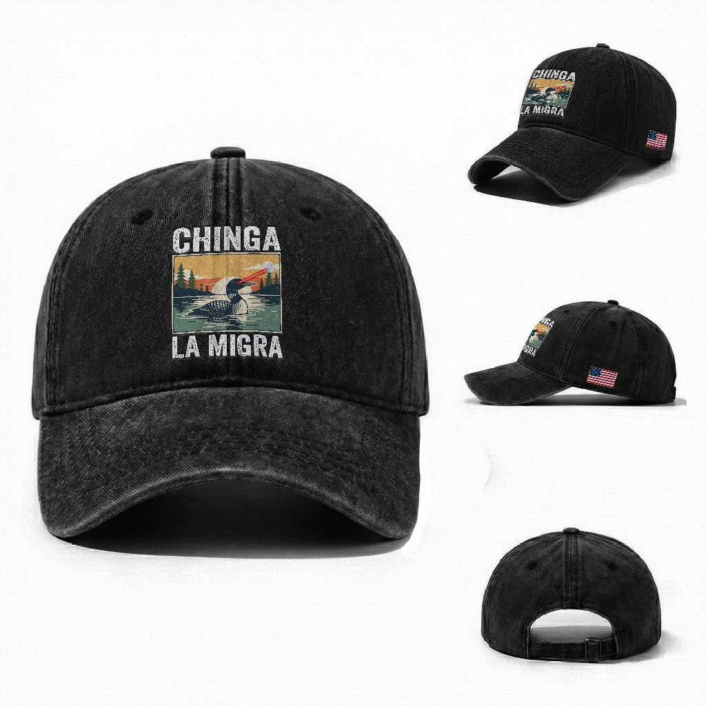 Chinga La Migra Washed Cotton Baseball Cap Minnesota Loon Laser Ice Cube Political Protest TS11 Washed Cap Universal Fit Black Print Your Wear