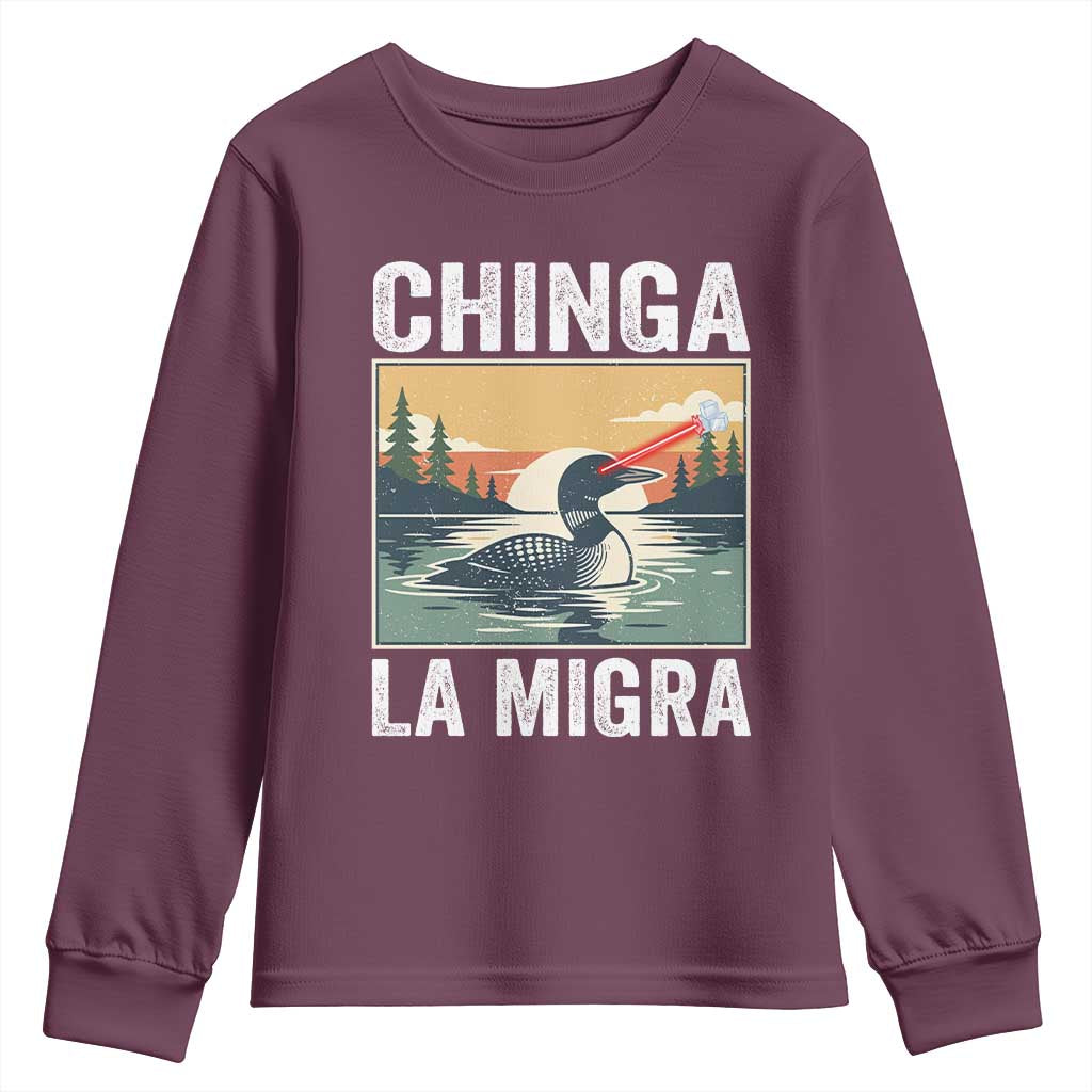 Chinga La Migra Youth Sweatshirt Minnesota Loon Laser Ice Cube Political Protest TS11 Maroon Print Your Wear