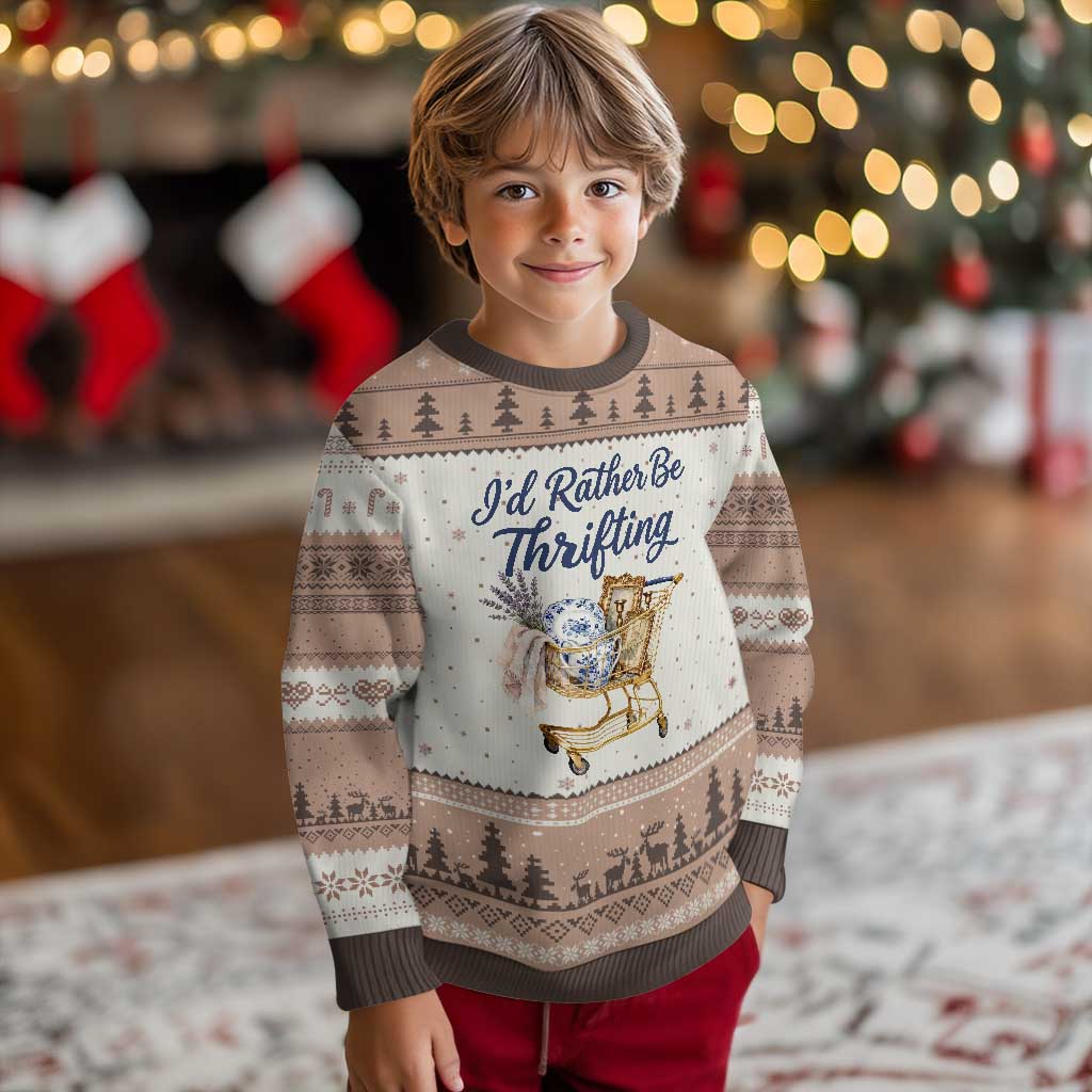 I Would Rather Be Thrifting Ugly Christmas Sweater Funny Shopping Quote Thrift Lover TS11 Mocha Mousse Print Your Wear