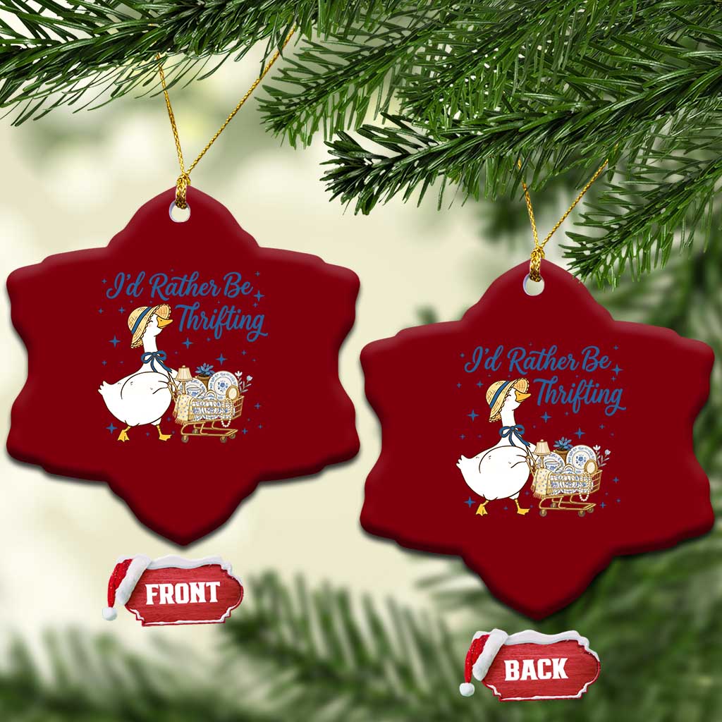 Silly Goose I Would Rather Be Thrifting Ceramic Ornament Funny Shopping Goose TS11 Print Your Wear