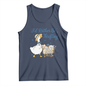 Silly Goose I Would Rather Be Thrifting Tank Top Funny Shopping Goose TS11 Navy Print Your Wear