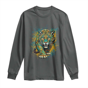 Mandala Spiritual Jaguar Zen Art Long Sleeve Shirt TS11 Dark Heather Print Your Wear