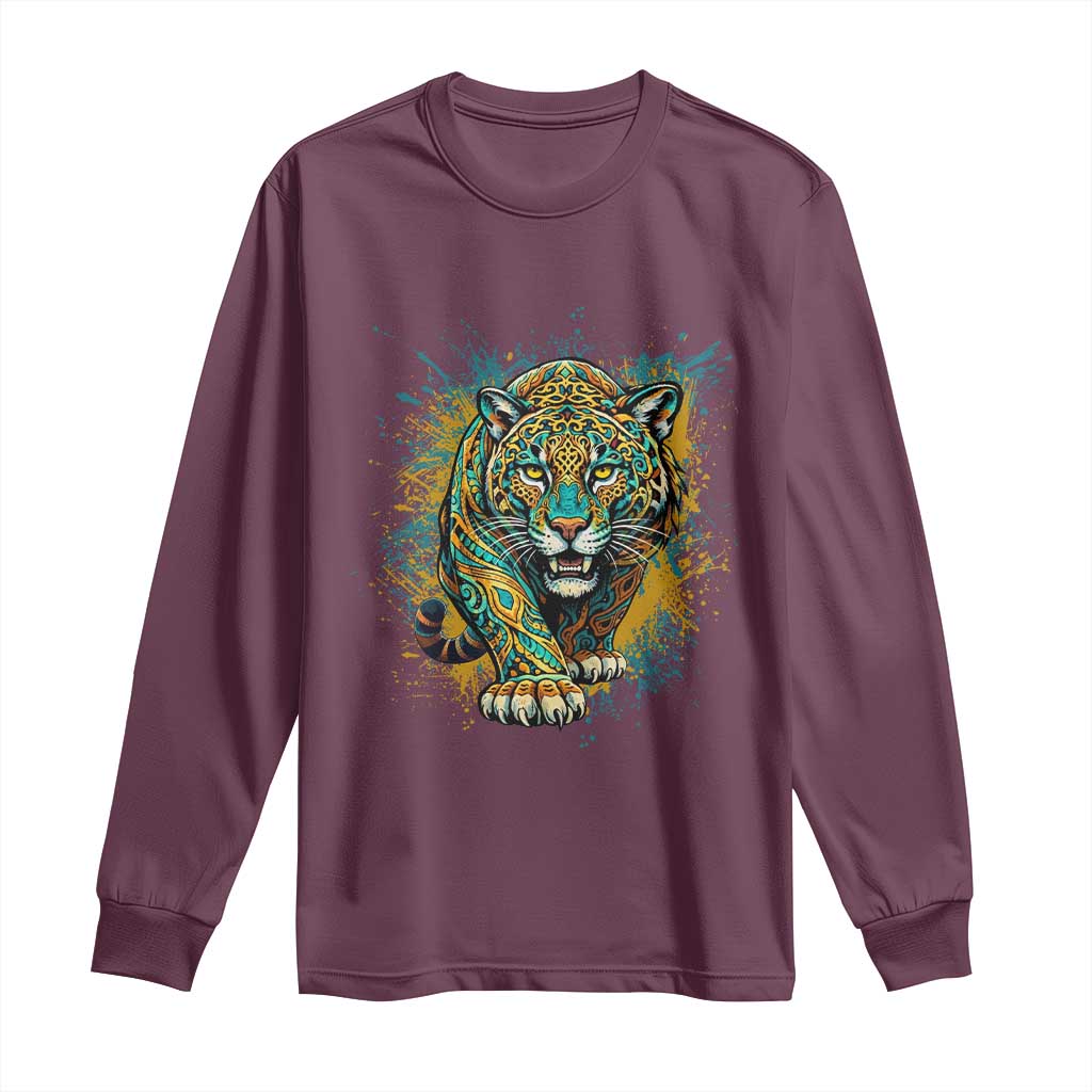 Mandala Spiritual Jaguar Zen Art Long Sleeve Shirt TS11 Maroon Print Your Wear