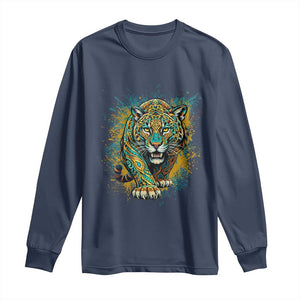 Mandala Spiritual Jaguar Zen Art Long Sleeve Shirt TS11 Navy Print Your Wear