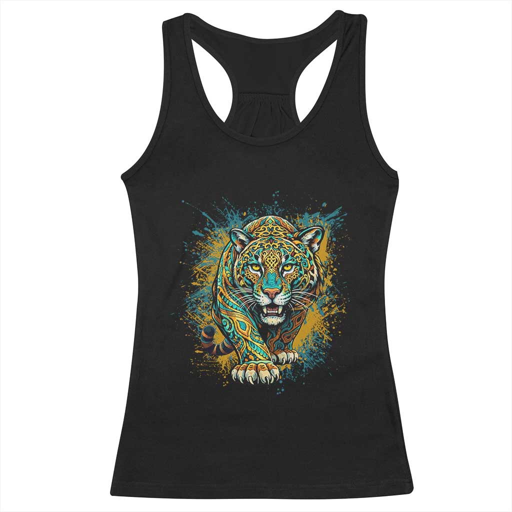 Mandala Spiritual Jaguar Zen Art Racerback Tank Top TS11 Black Print Your Wear
