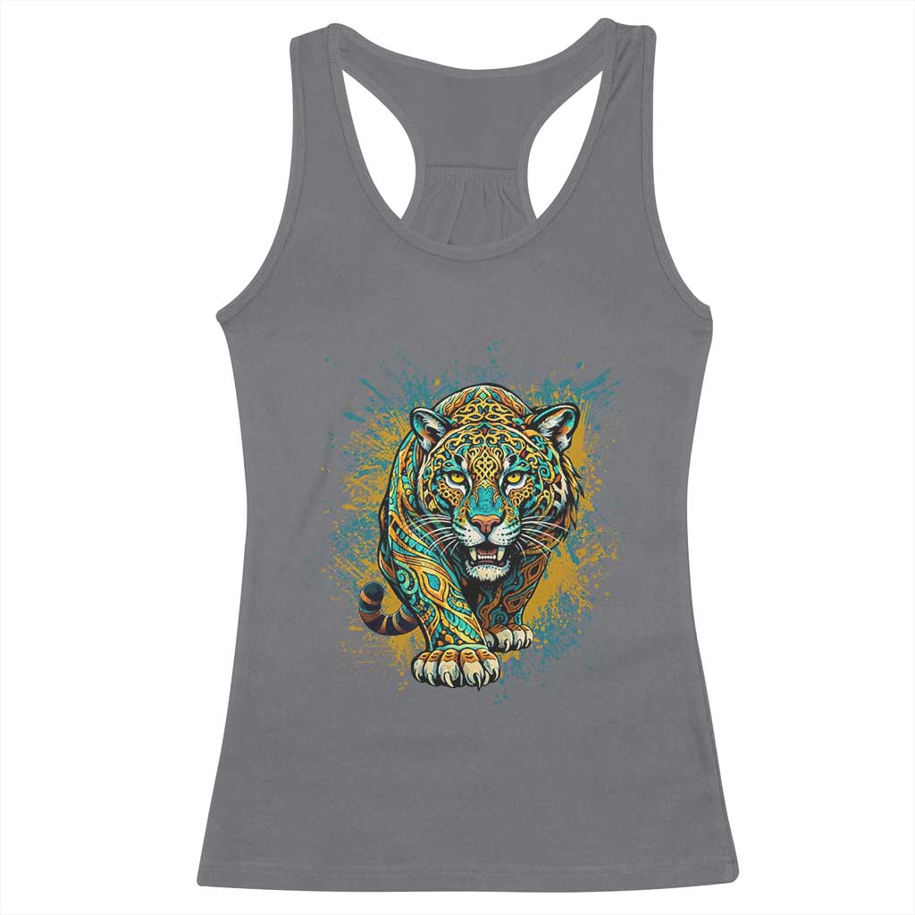 Mandala Spiritual Jaguar Zen Art Racerback Tank Top TS11 Charcoal Print Your Wear