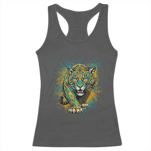 Mandala Spiritual Jaguar Zen Art Racerback Tank Top TS11 Dark Heather Print Your Wear
