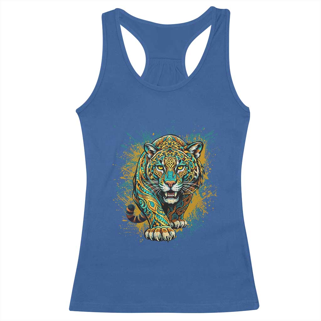 Mandala Spiritual Jaguar Zen Art Racerback Tank Top TS11 Royal Blue Print Your Wear