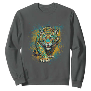 Mandala Spiritual Jaguar Zen Art Sweatshirt TS11 Dark Heather Print Your Wear