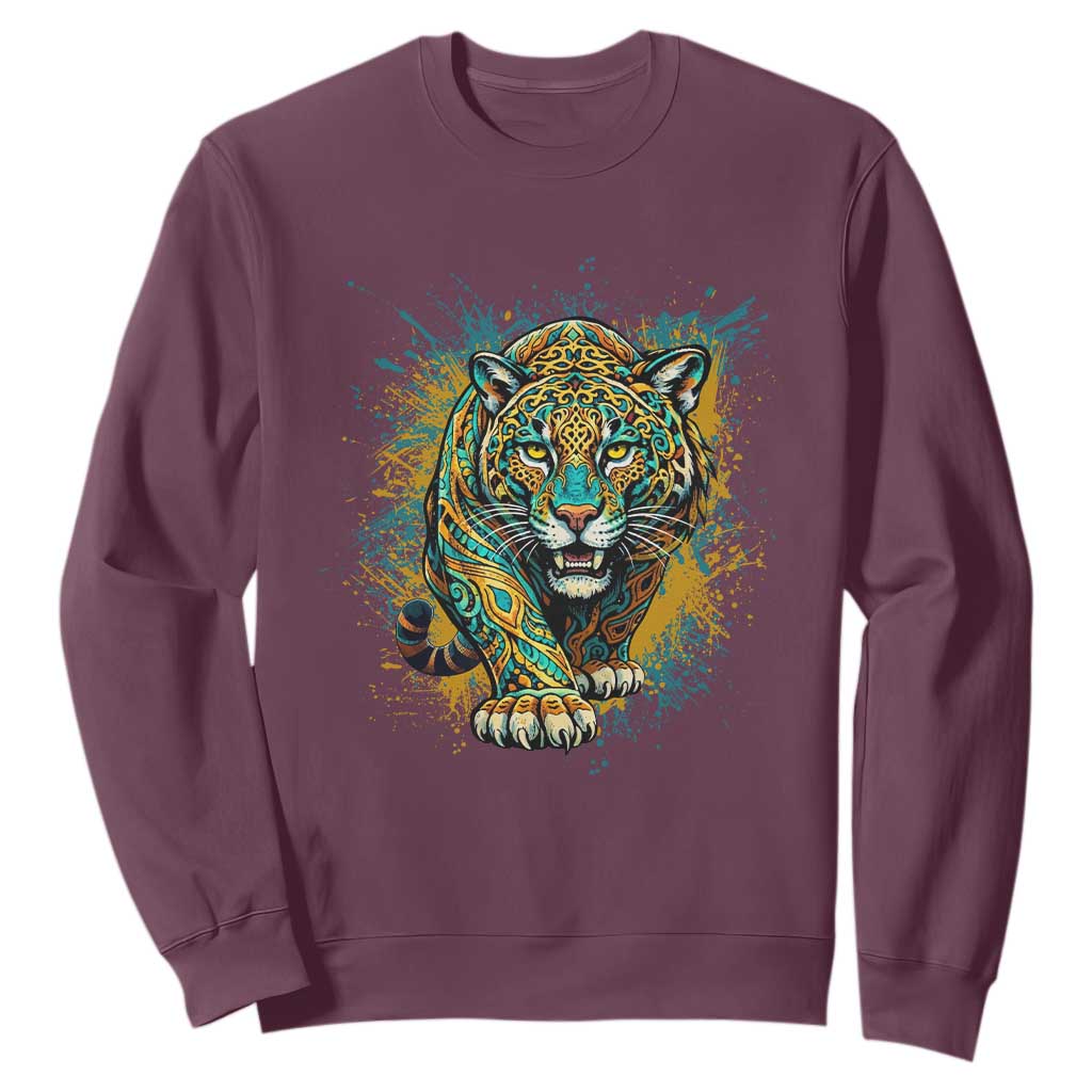 Mandala Spiritual Jaguar Zen Art Sweatshirt TS11 Maroon Print Your Wear