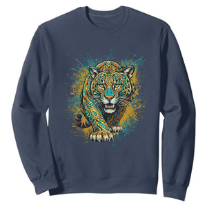 Mandala Spiritual Jaguar Zen Art Sweatshirt TS11 Navy Print Your Wear