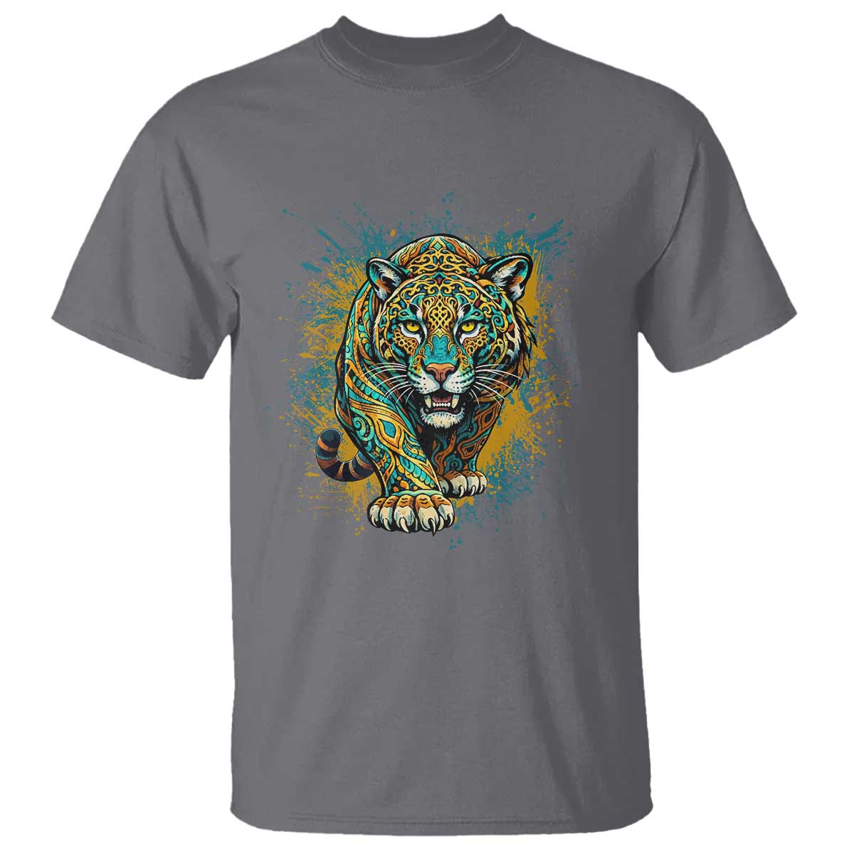 Mandala Spiritual Jaguar Zen Art T Shirt TS11 Charcoal Print Your Wear