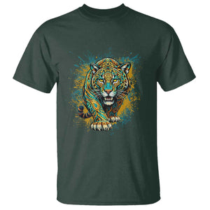 Mandala Spiritual Jaguar Zen Art T Shirt TS11 Dark Forest Green Print Your Wear