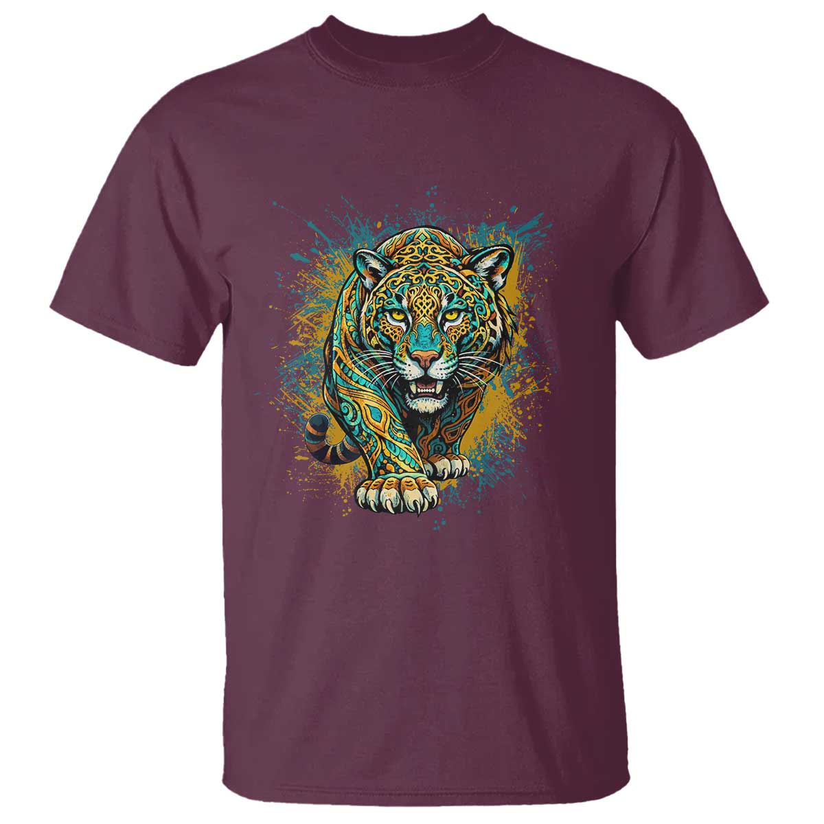 Mandala Spiritual Jaguar Zen Art T Shirt TS11 Maroon Print Your Wear