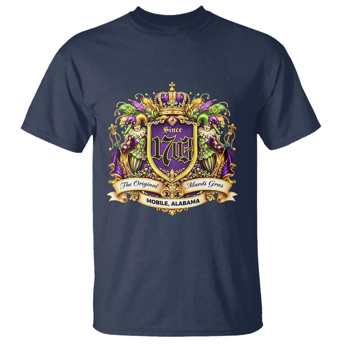 The Original Mardi Gras T Shirt - Mobile Alabama Since 1703 Funny Carnival Pride Tee TS11 Navy Print Your Wear