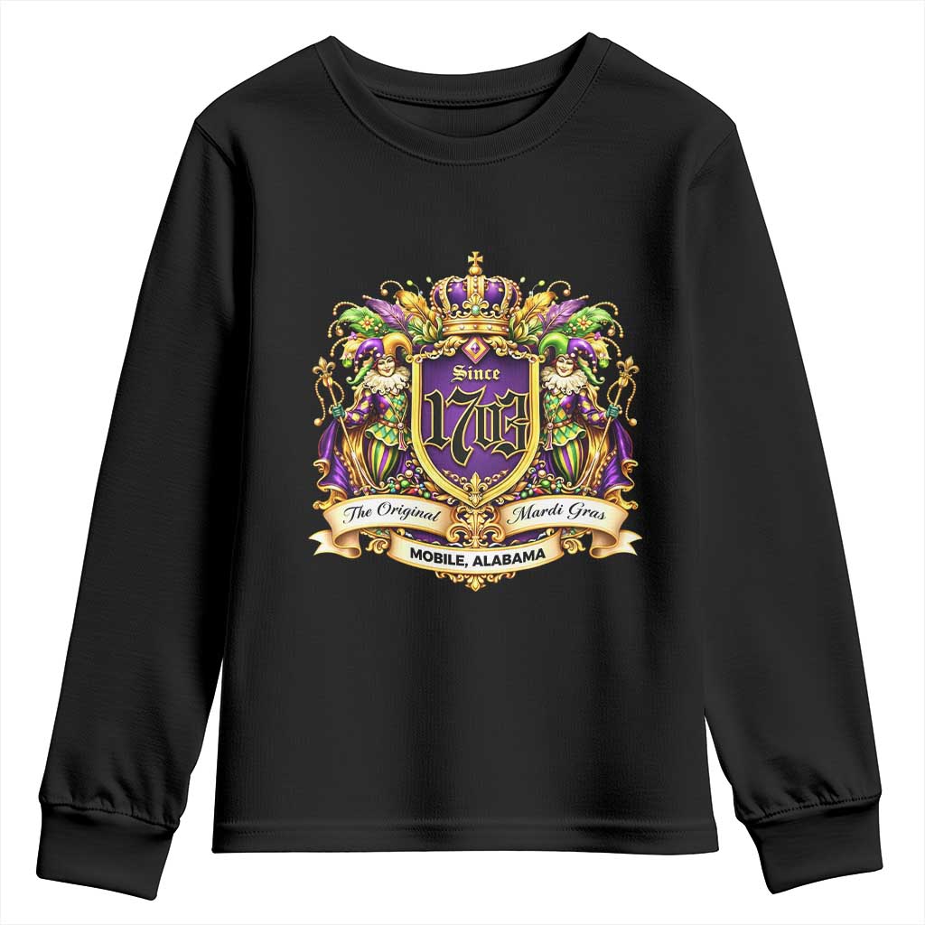 The Original Mardi Gras Mobile Alabama Since 1703 Youth Sweatshirt Funny Carnival TS11 Black Print Your Wear