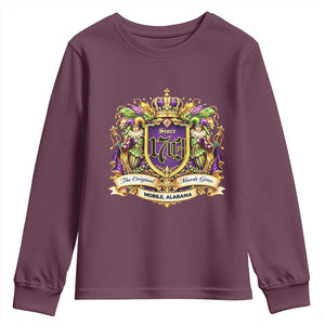 The Original Mardi Gras Mobile Alabama Since 1703 Youth Sweatshirt Funny Carnival TS11 Maroon Print Your Wear