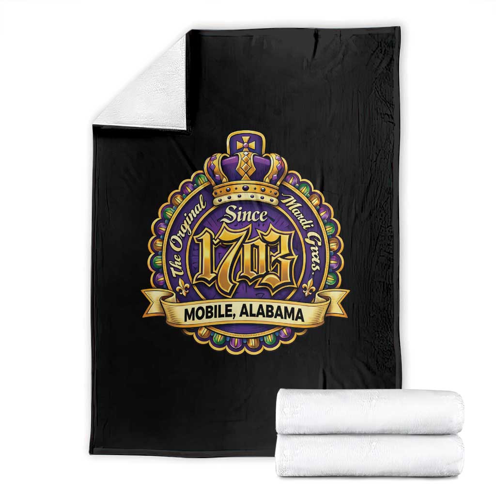 The Original Mardi Gras Mobile Alabama Since 1703 Throw Blanket TS11 Black Print Your Wear