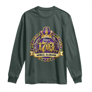 The Original Mardi Gras Mobile Alabama Since 1703 Long Sleeve Shirt TS11 Dark Forest Green Print Your Wear